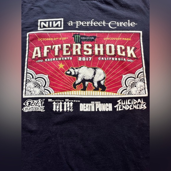 2017 Aftershock Music Festival Shirt Sacramento Ozzy Ozbourne NIN Size Small - Picture 3 of 6